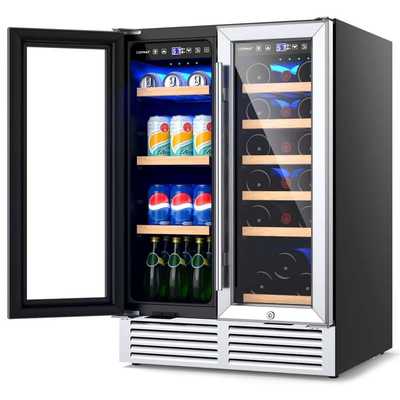 24" Large Dual Zone Wine Beverage Cooler Refrigerator Built-In & Freestanding Beer Fridge Wine Cellar