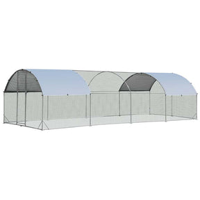 25 FT Large Metal Chicken Coop Walk-in Dome Poultry Cage Hen Run House Rabbits Habitat Cage with Cover