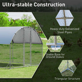 25 FT Large Metal Chicken Coop Walk-in Dome Poultry Cage Hen Run House Rabbits Habitat Cage with Cover