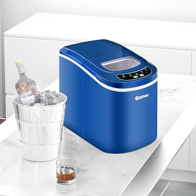 26LBS/24H Mini Portable Ice Maker Countertop, Compact Ice Machine with Ice Scoop