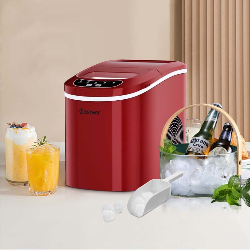 26LBS/24H Mini Portable Ice Maker Countertop, Compact Ice Machine with Ice Scoop