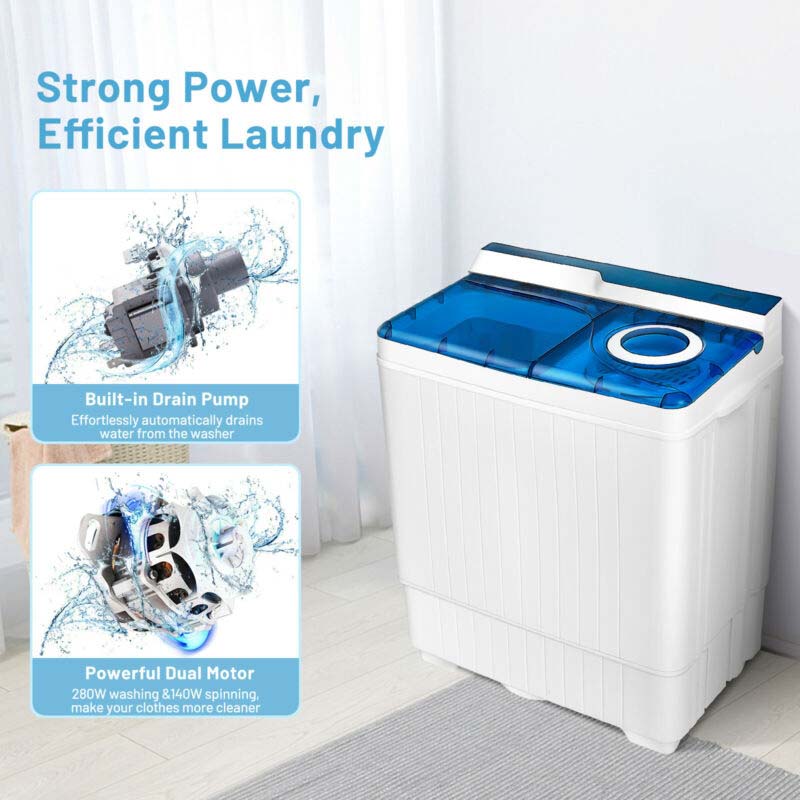 2-in-1 Portable 22lbs Capacity Washing Machine with Timer Control-Gray
