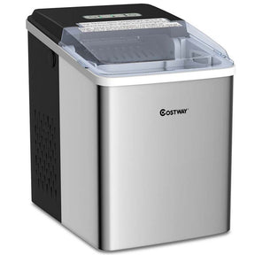 26LBS/24H Portable Ice Maker Countertop, Auto-Clean Stainless Steel Ice Machine