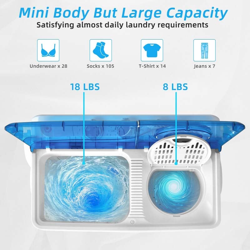 20 LBS 2-in-1 Portable Washing Machine, Twin Tub Top Load Washer Dryer  Combo for RV Dorm Apartment