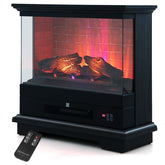 27" Freestanding Fireplace, 1400W Electric Fireplace Heater with 3-Level Vivid Flame & Thermostat Control