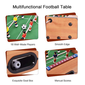 27" Wooden Foosball Table, Indoor Soccer Game Table Top with Footballs, Portable Table Soccer Set for Game Room