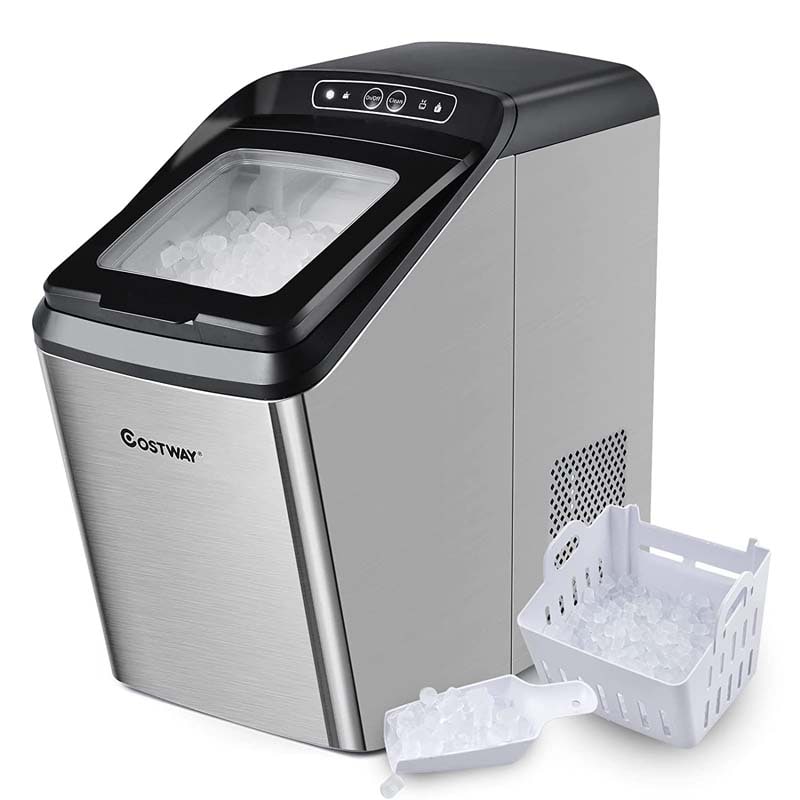 29LBS/24H Chewable Nugget Ice Maker Countertop, Portable Ice Machine with 3 Lbs Basket & Scoop
