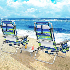 Canada Only - 3 Pcs 5-Position Outdoor Folding Backpack Beach Chair & Table Set