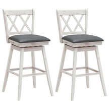 2 Pcs 29" Swivel Bar Stools with Back & Rubber Wood Legs, Upholstered Counter Height Bar Chairs for Pub