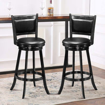 2-Pack 29" Wooden Counter Stools, 360° Swivel Bar Stools with Backs, Counter Height Stool, Upholstered Bar Chairs Dining Chairs