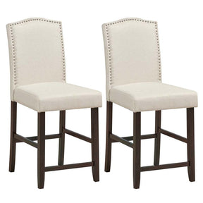 2-Pack 24" Fabric Nail Head High Back Bar Stools Counter Height Dining Chairs for Kitchen Island Pub