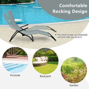 2 Pcs Fabric Zero Gravity Folding Chaise Lounge Chair Stackable Rocking Sun Lounger for Pool Patio Deck Beach