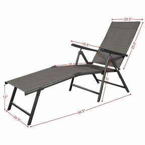 2 Pcs Folding Pool Lounger Weatherproof 5-Position Outdoor Chaise Lounge Chair for Lawn Patio Garden Beach