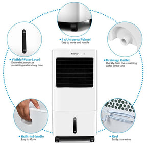3-in-1 Portable Evaporative Cooler Fan Humidifier with Remote Control, 20L Tank, 4 Speeds, 7.5H Timer