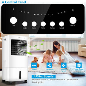 3-in-1 Portable Evaporative Cooler Fan Humidifier with Remote Control, 20L Tank, 4 Speeds, 7.5H Timer