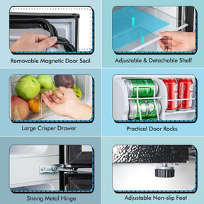 3.2 Cu. Ft 2-Door Compact Refrigerator Mini Fridge Freezer Cooler for Dorm Office Apartment