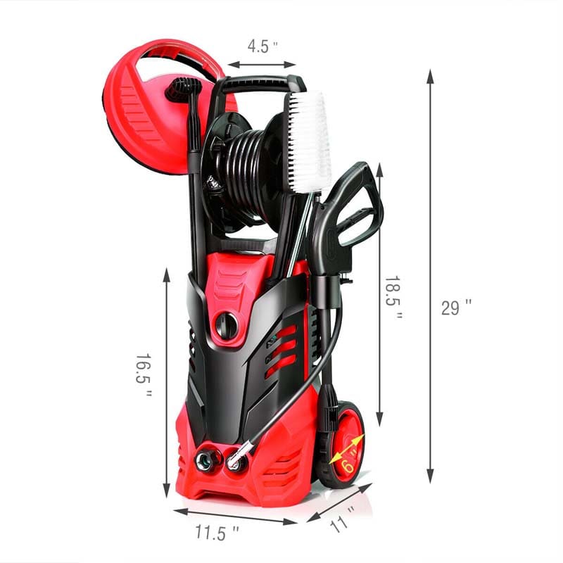 3000PSI Electric Pressure Washer, 2000W 2.0 GPM Portable Electric Power Washer with 5 Nozzles