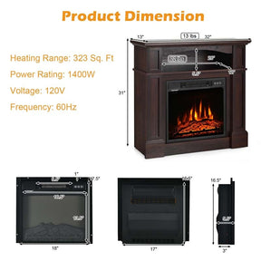 Canada Only - 32" TV Stand with 1400W Electric Fireplace Heater with Mantel
