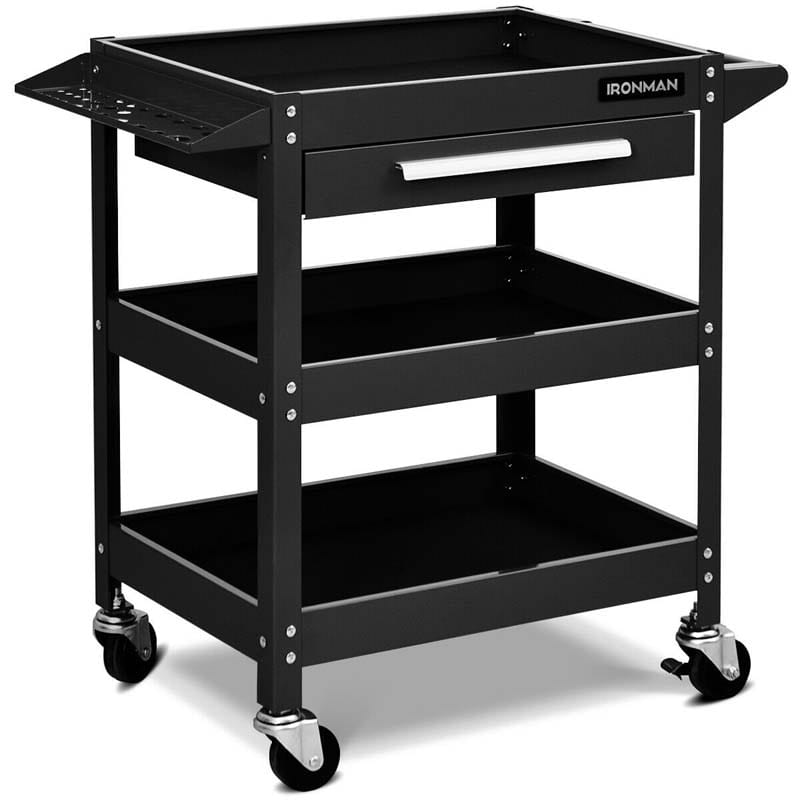 3 Tier Rolling Tool Cart Organizer, 330 lbs Industrial Service Cart Heavy Duty Utility Cart with Storage Drawer