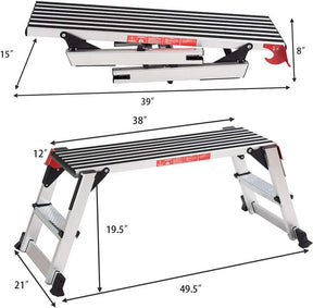 330lbs Capacity Aluminum Folding Work Platform Step Ladder Portable Work Bench Drywall Stool
