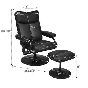 Faux Leather Swivel Electric Massage Recliner with Ottoman & Remote Control