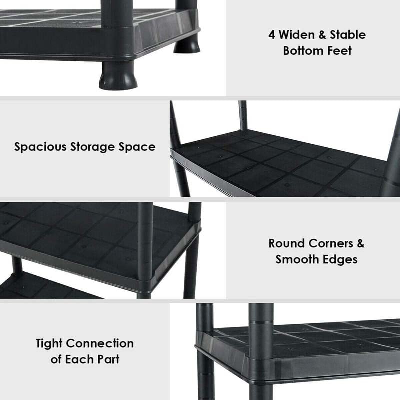 36"L x 18"W x 73"H 5-Tier Plastic Storage Shelving Rack, Freestanding Multi-Use Shelving Unit Organizer