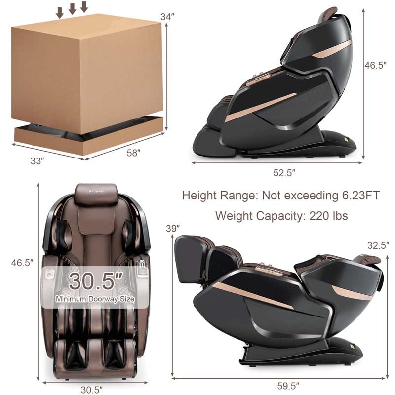 Canada Only - 3D Double SL-Track Full Body Zero Gravity Massage Chair with Back Heater