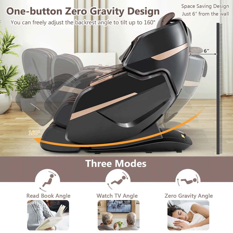 3D Robot Hands Double SL-Track Full Body Zero Gravity Massage Chair with Back Heater & Foot Roller
