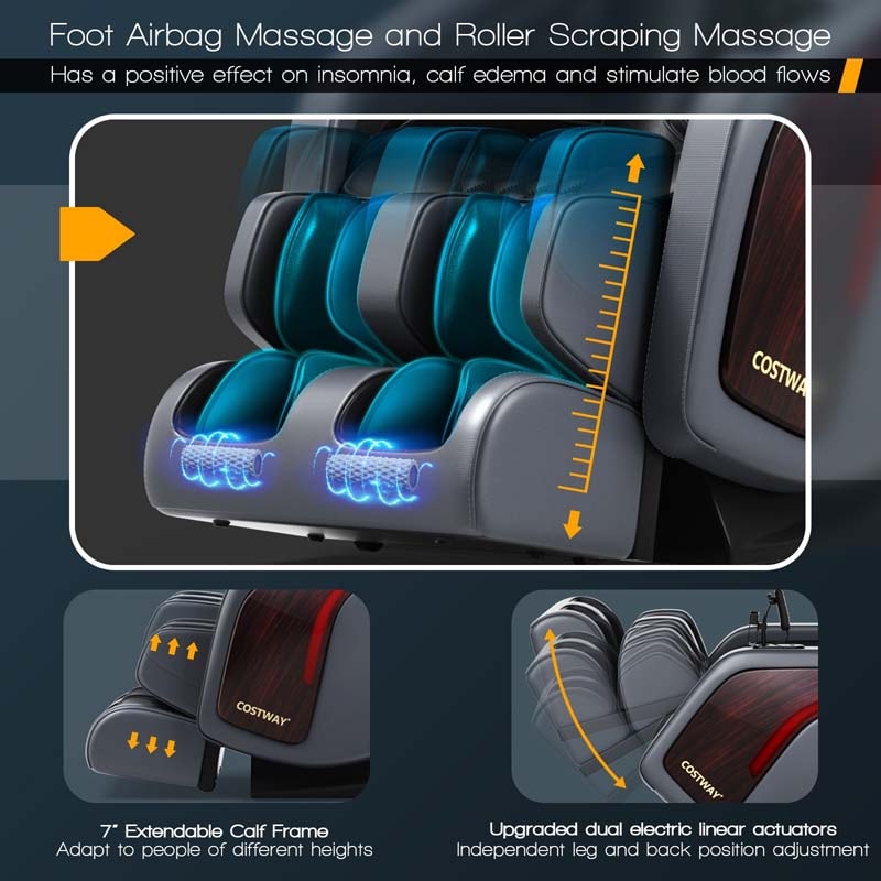 Thai Stretch 3D Zero Gravity Massage Chair Full Body SL Track Massage Recliner with Phone Holder