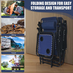 3 Pcs Folding Zero Gravity Recliner Patio Yard Pool Outdoor Chaise Lounge Chairs Table Set