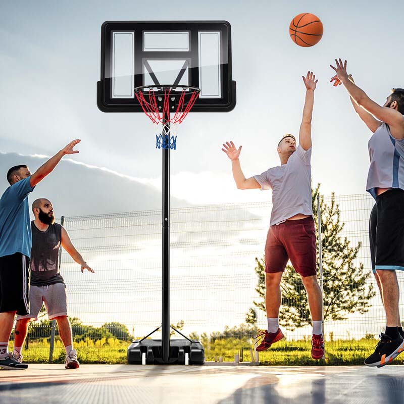 4.25-10FT Portable Basketball Hoop Outdoor, Height Adjustable Basketball Goal System w/44" Backboard 2 Nets