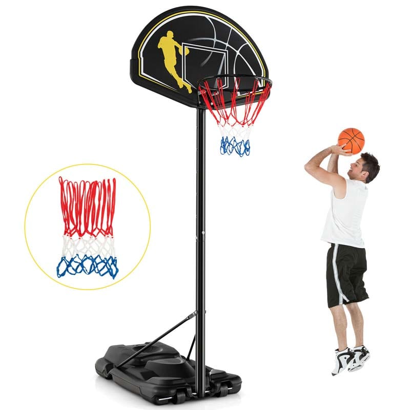 4.25-10FT Portable Basketball Hoop Outdoor Indoor Basketball Goal Hoop System with 44" Backboard & Fillable Base