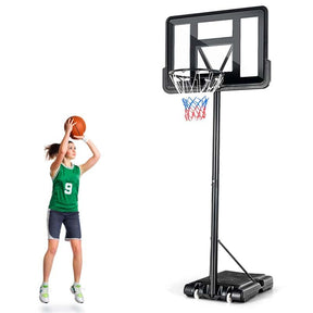Portable Basketball Hoop Outdoor, 4.5-10FT Height Adjustable Basketball Goal System with 44" Backboard & Wheels