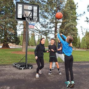 Portable Basketball Hoop Outdoor, 4.5-10FT Height Adjustable Basketball Goal System with 44" Backboard & Wheels