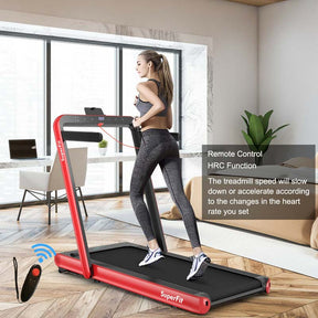 2 in 1 4.75HP Folding Treadmill, Under Desk Electric Treadmill, Portable Running Machine with APP Control, LED Touch Screen, Bluetooth Speaker
