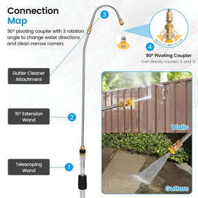 4200PSI 18FT High Pressure Washer Telescopic Wand Power Washer Extension Spray Wand