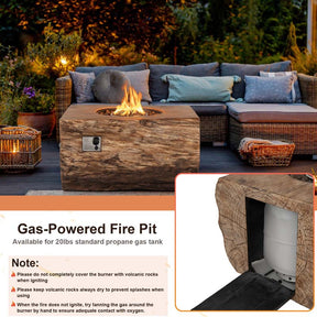 40" Wood-Like Rectangular Fire Table, 50000 BTU Propane Gas Fire Pit Table with Lava Rocks & Cover