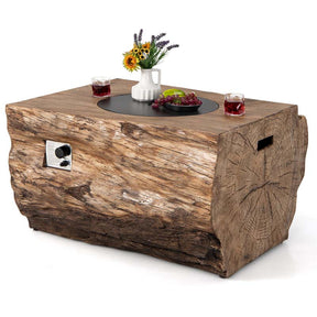 40" Wood-Like Rectangular Fire Table, 50000 BTU Propane Gas Fire Pit Table with Lava Rocks & Cover