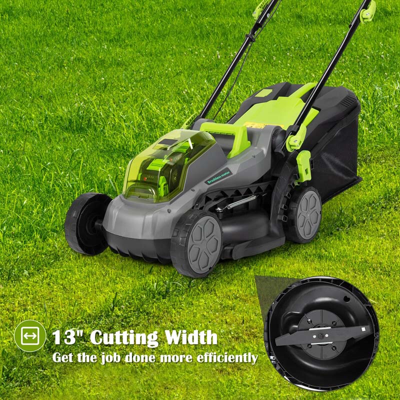 40V 13" Brushless Cordless Electric Lawn Mower, 5 Mowing Heights, Two 4.0Ah Battery Packs and Fast Chargers Included