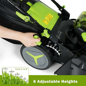 40V 18" Brushless Cordless Lawn Mower, Folding Design, 6 Mowing Heights, 50L Grass Bag, Two 4.0Ah Battery Packs and Fast Chargers Included