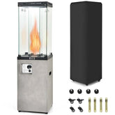 41000 BTU Propane Patio Heater with Lockable Wheels, Tempered Glass Tube, Waterproof Cover