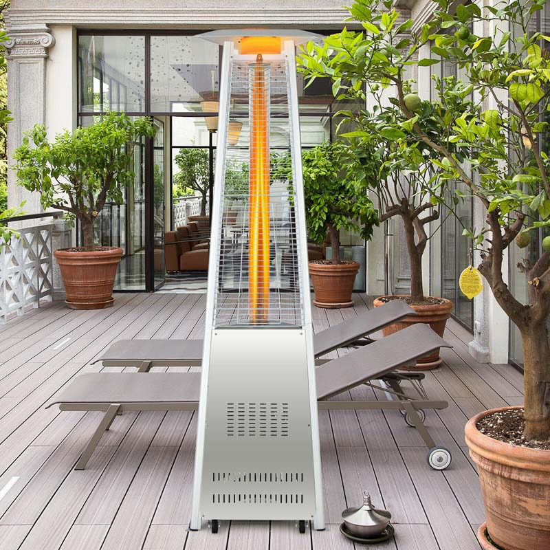 42000 BTU Pyramid Patio Heater Stainless Steel Portable Propane Heater with Wheels