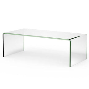 42 x 19.7 Inch Elegant Style Clear Tempered Glass Coffee Table with Non-angular Rounded Edges Design
