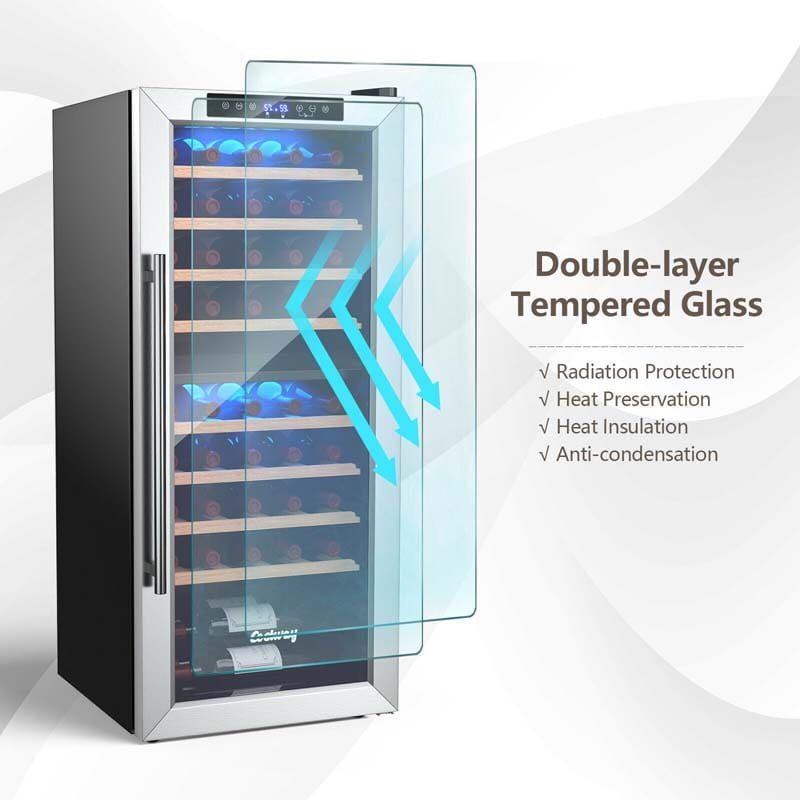 15 2-in-1 Wine Beverage Cooler Refrigerator Wine Cellar Built-In or Freestanding 30-Bottle Wine Fridge