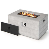 43" Concrete Rectangular Gas Fire Table, 50000 BTU Outdoor Propane Fire Pit Table with Lava Rocks & Cover