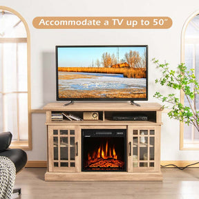 48" TV Console with 18" Fireplace Insert, Fireplace TV Stand for TVs up to 50 Inches, 1400W Electric Fireplace Heater