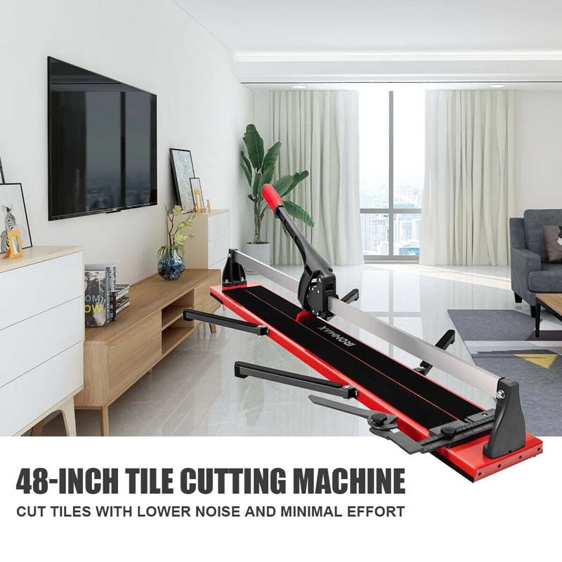 48" Manual Floor Tile Cutter with Tungsten Carbide Cutting Wheel, Removable Scale & 4 Adjustable Brackets