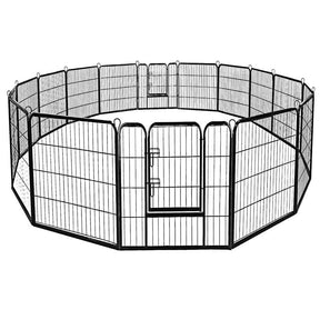 48" 16/8 Panel Pet Playpen with Door, Foldable Dog Exercise Pen, Metal Dog Puppy Cat Fence Barrier Kennel