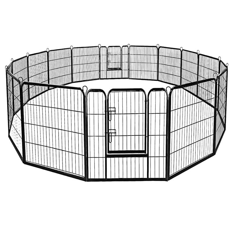 48" 16/8 Panel Pet Playpen with Door, Foldable Dog Exercise Pen, Metal Dog Puppy Cat Fence Barrier Kennel