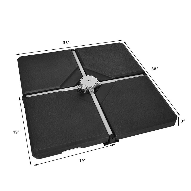 4 Pcs 238 Lbs Water Sand Filled Square Patio Umbrella Base for Cantilever Offset Umbrella